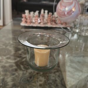 Hand blown glass candle holder